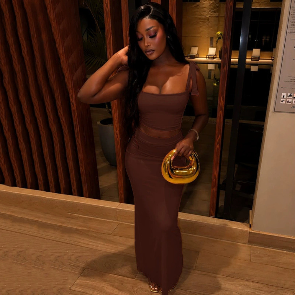 ZARA Solid Color Off Shoulder Crop Top Slimming Bodycon Skirt Party 2 Piece Set